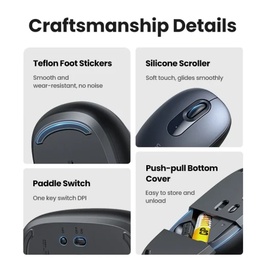 UGREEN MU105 Wireless Mouse Midnight Blue 2.4GHz Ergonomic Design - Ugreen - Image 7